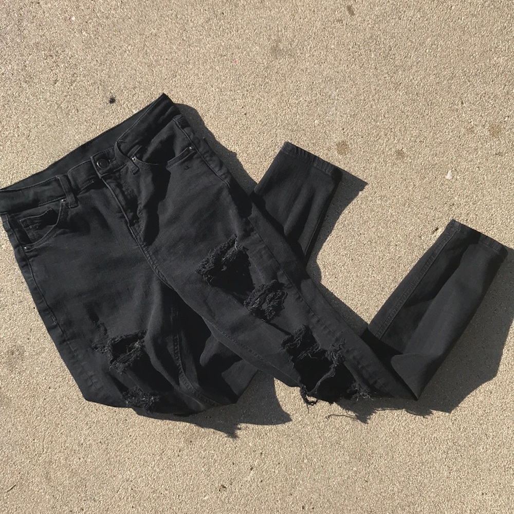 Topshop Moto high waisted distressed ankle pants